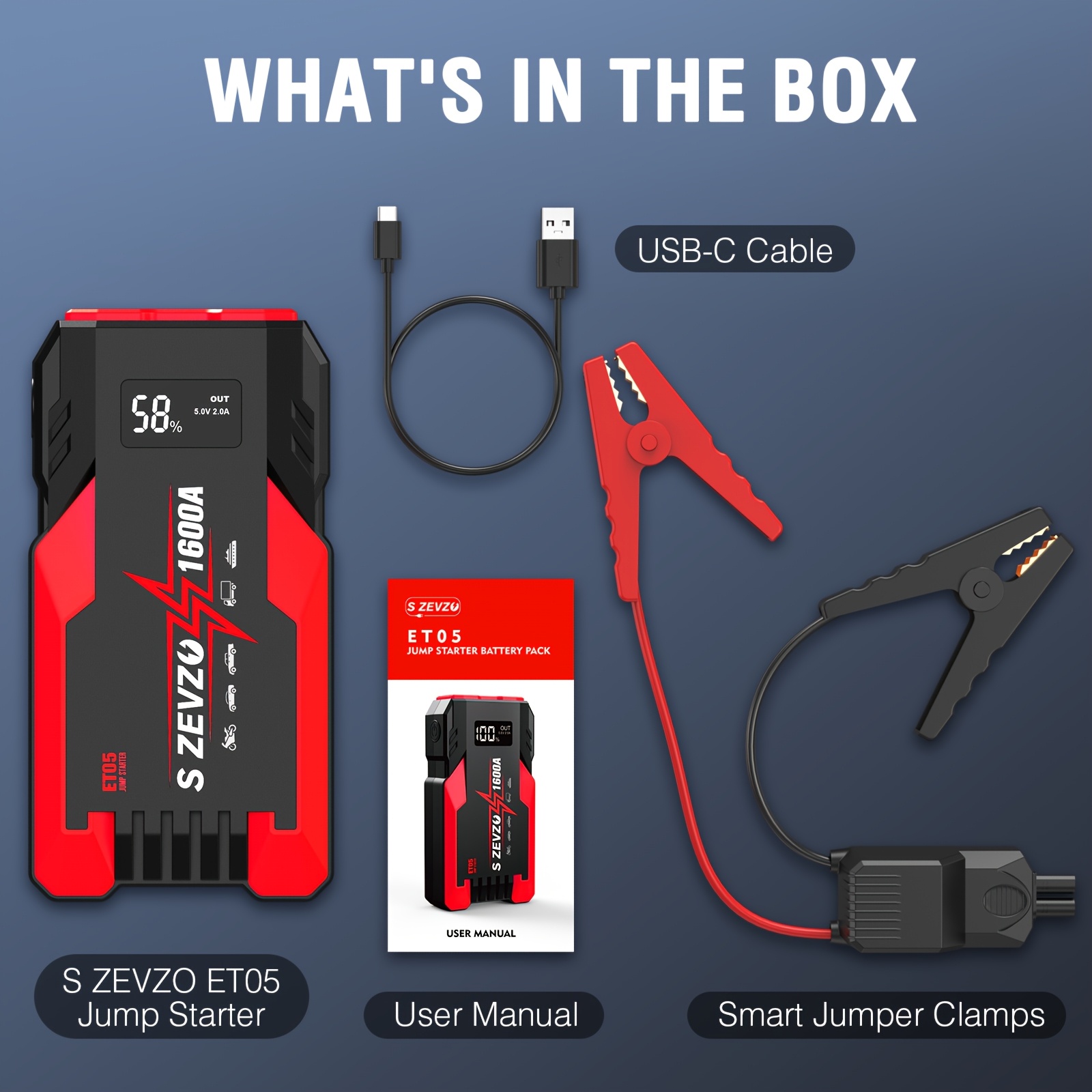 Car Battery Jump Starter With Led Flashlight For Car Truck Motorcyble Emergency Use, 12V Portable Jump Box With Jumper Cable(7.2 Gas 1.32gal Diesel), Compact Design, USB Fast Charging, Idea Gift - Image 9