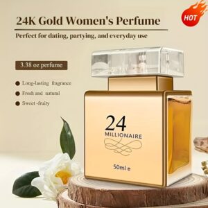 1 Bottle 24K Women'S Millionaire Eau De Toilette - 1.69 Fl Oz (50 Ml) Oriental Floral, Fruity, Alcoholic Eau De Parfum, 5-15% Essence Concentration, Formaldehyde Free, Ideal Gift For Valentine'S Day