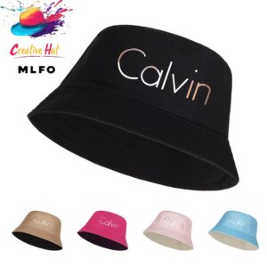Calvin Adjustable Bucket Hat - Lightweight, & Breathable for Outdoor Travel, Camping, Casual Hip-Hop Style | Trendy Versatile Headwear with "Calvin" Print, Camping Gear