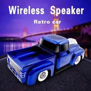 1 Retro Style Car Portable Mini Wireless Pickup Truck Speaker With Built-in Microphone, USB, FM, TF, AUX, LED Party Lights, Hot Selling Car Shaped Speaker, High-quality Outdoor Portable Car Player, Long Standby Rechargeable Truck Speaker, Hot Rod Pickup Truck Replica Wireless Speaker