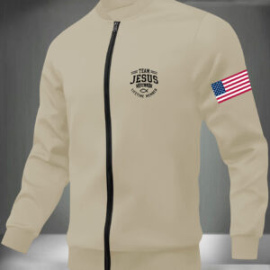 Jesus Print Elements Men'S Trendy Hot Sale Autumn And Winter Men'S High-End Casual Youth Jacket Stand Collar Handsome All-Match Tops Jacket Coat